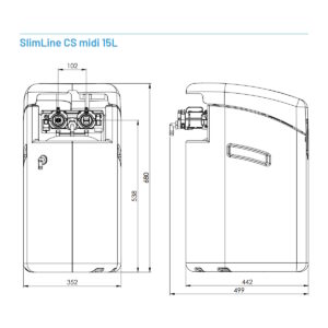 slimline_midi_size_chart.jpg Омекотителна система Pentair NEW SLIMLINE CS Midi 15 - 1100 l/h